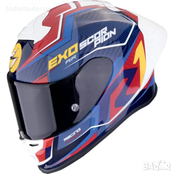 Мото Каска SCORPION EXO-R1 EVO 2 AIR COUP Blue-Red-Yellow, снимка 1