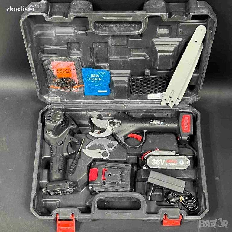 Акумулаторна лозарска ножица и мини трион за клони, снимка 1