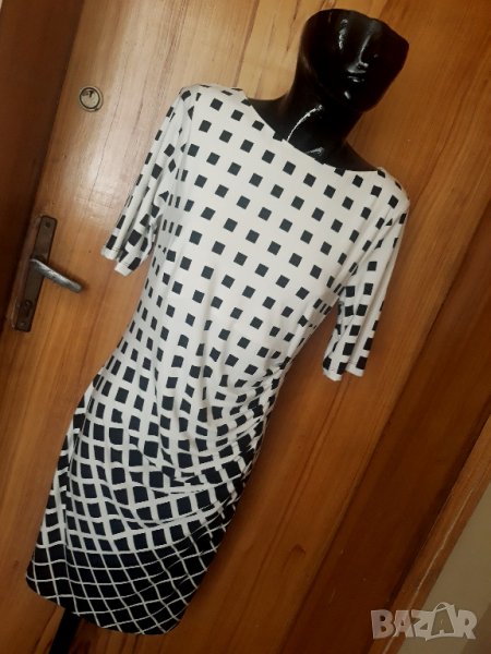 Елегантна черно-бяла рокля М/Л, снимка 1