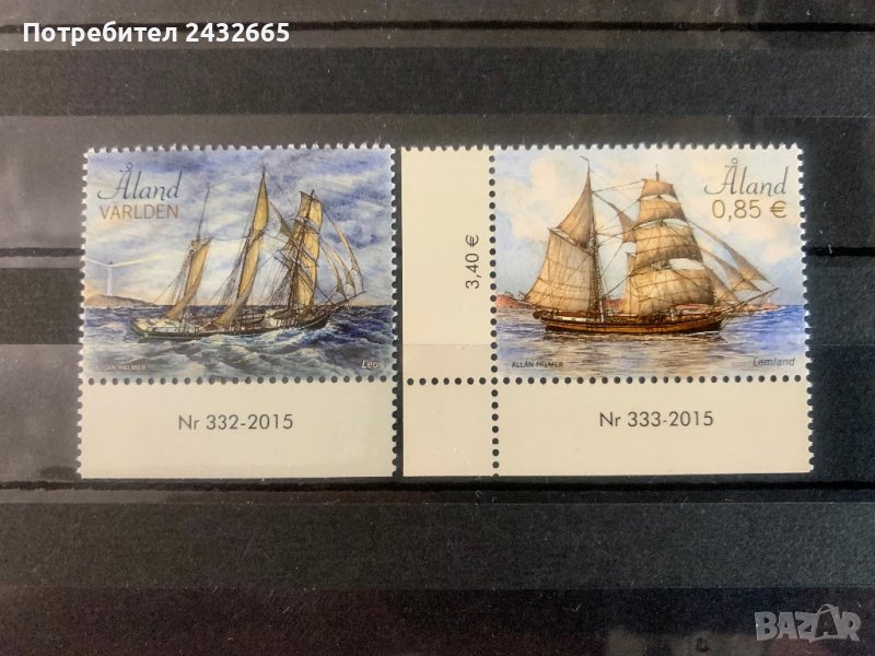 1280. Ааланд 2015 = “ Транспорт. Ветроходни кораби ”,**,MNH, снимка 1