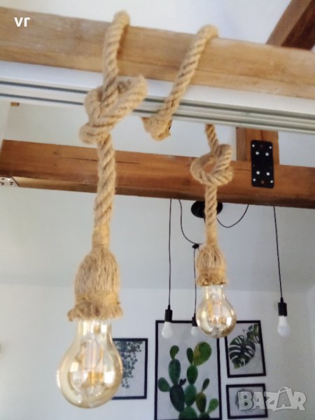 Висяща лампа от конопено въже , снимка 1