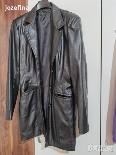 Кожено черно сако от изкуствена кожа, снимка 1