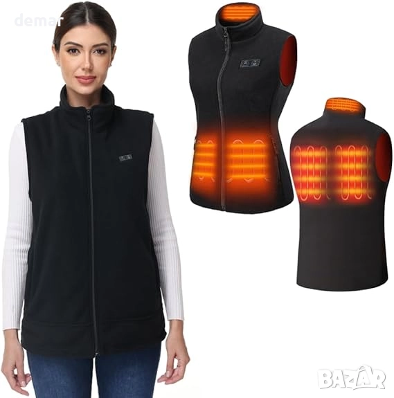Дамска отопляема жилетка от полар, батерия 10000 mAh, 5 зони, М, снимка 1