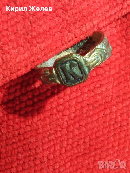 Старинен пръстен сачан над стогодишен с БУКВА К - Ръчна ИЗРАБОТКА 67121, снимка 1