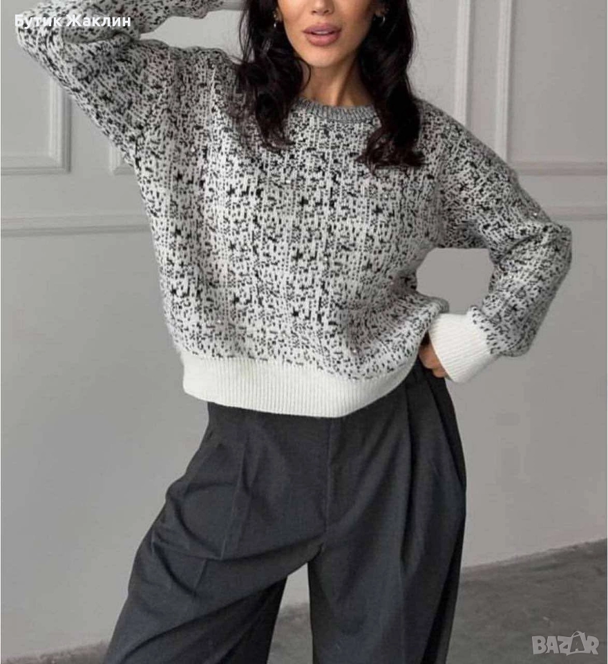 Дамски пуловер с камъчета , снимка 1