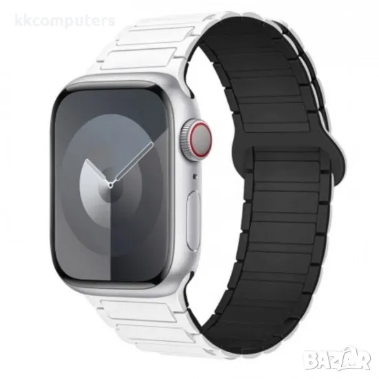 Силиконова каишка bSmart Ocean с магнитно закопчаване, за часовник Apple iWatch 42/44/45/46/49mm, Бя, снимка 1