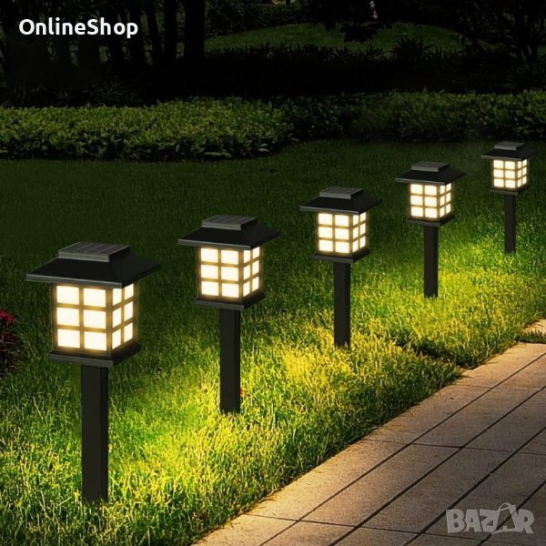 Комплект 6 броя соларни LED лампи за двор и градина, снимка 1