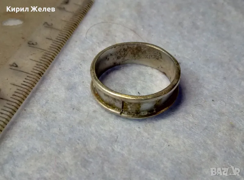 СТАР РЯДЪК МЕКСИКАНСКИ ПОСРЕБРЕН ПРЪСТЕН от АЛПАКА с МАРКИРОВКИ и НУЖДА от РЕСТАВРАЦИЯ 44472, снимка 1