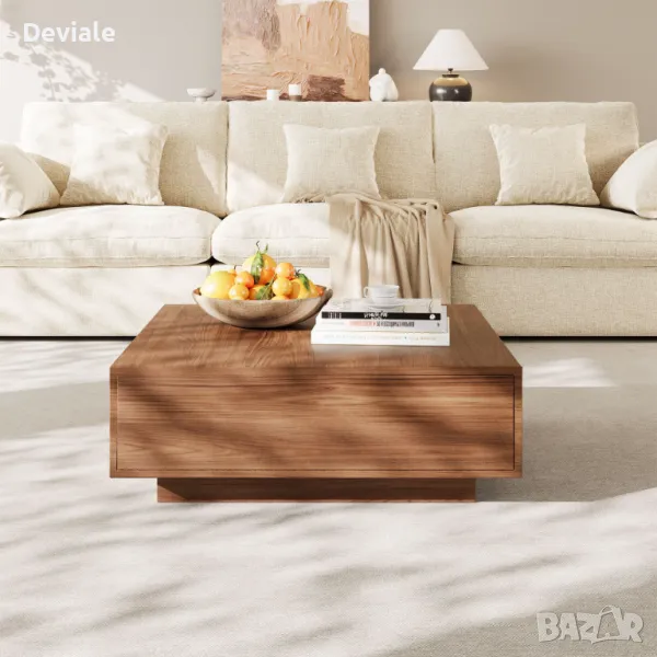 Минималистична масичка за кафе с дървесен фурнир , снимка 1