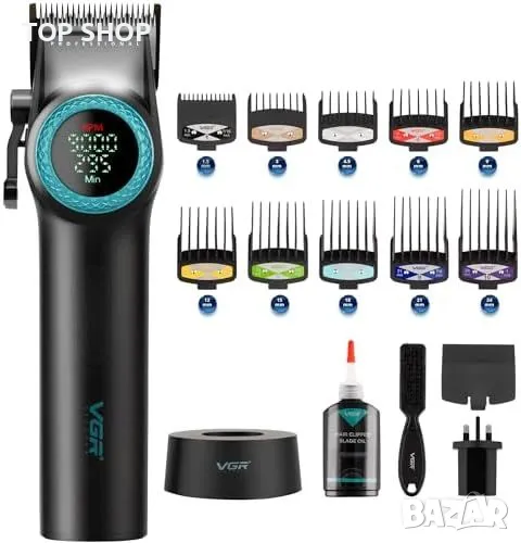 Нова професионална Висококачествена машинка за подстригване VGR с 10 гребена, снимка 1