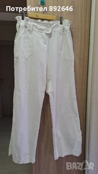 Бял ленен панталон, размер М , снимка 1