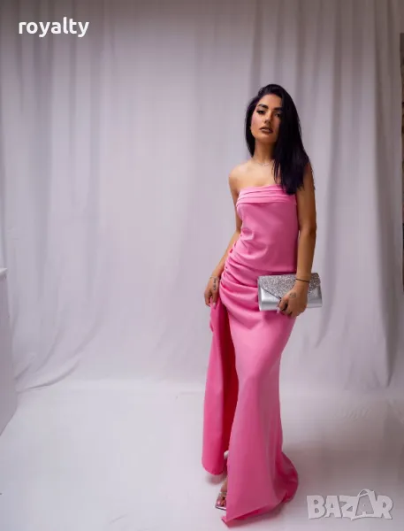 Елегантна розова дамска рокля , снимка 1