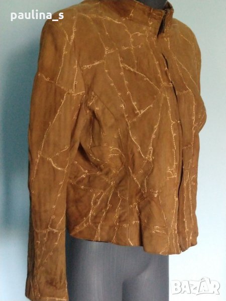 Декорирано яке от естествен велур "one-two" / голям размер , снимка 1