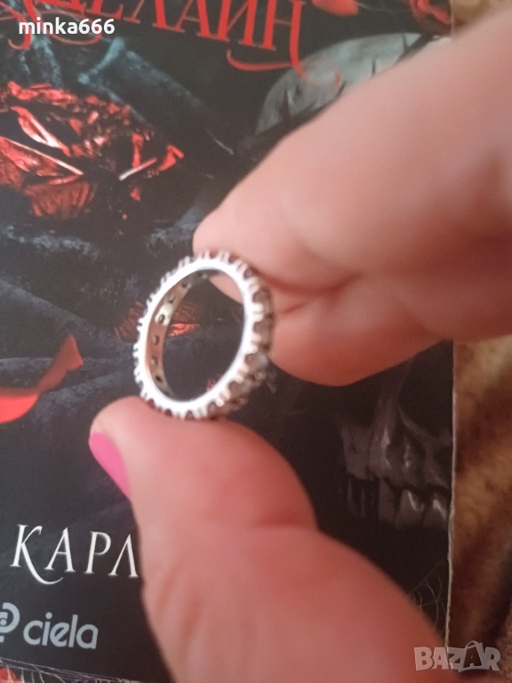 Сребърен пръстен с камъчета, снимка 1