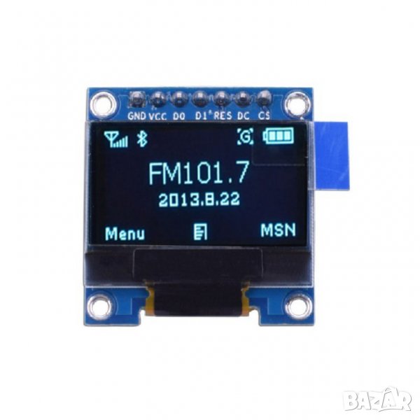 0,96 инча 4-пинов IIC I2C OLED дисплей модул 12864 / син, снимка 1