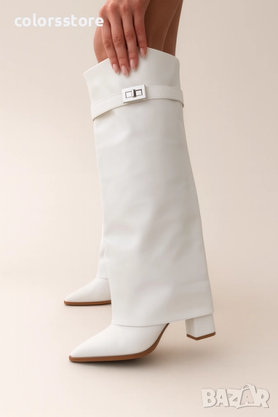 Ботуши на ток - бяла кожа - KD105 , снимка 1
