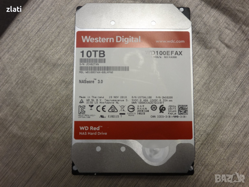 WD RED NAS 10TB sata hdd hard disk hard drive хард диск малко ползван, снимка 1
