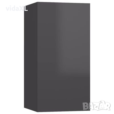 vidaXL ТВ шкаф, сив гланц, 30,5x30x60 см, ПДЧ（SKU:803342, снимка 1