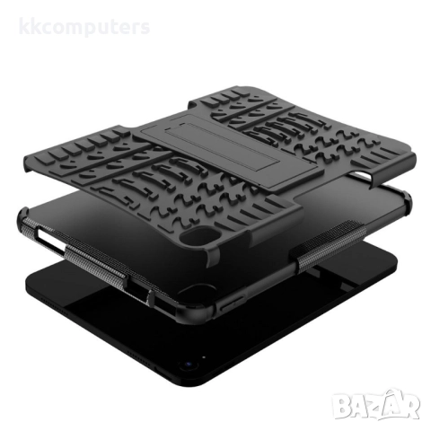 Удароустойчив калъф за Apple iPad (2025) / 10.9 (2022) с Гумена Текстура и Стойка, TPU+PC - Черен, Ч, снимка 12 - Калъфи, кейсове - 52039100