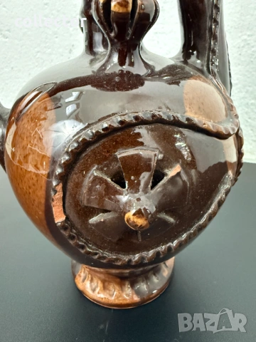 Стар керамичен крондир / бърдук / бърдуче. №7802, снимка 5 - Антикварни и старинни предмети - 53018046