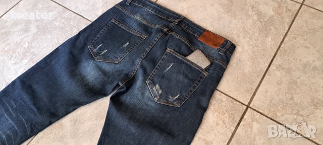 zara man skinny fit размер 32 мъжки дънки слим скини вталени леко ластични тъмо сини, снимка 8 - Дънки - 40470053