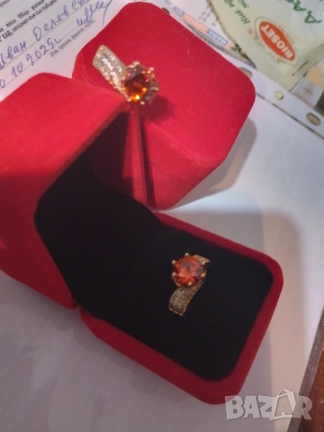 Пръстен 18 к. с червен рубин с цирконий,  , снимка 2 - Пръстени - 52220204