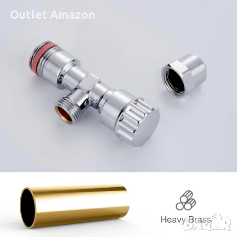 Ibergrif  Универсални самоуплътняващи се ъглови вентили, месингов ъглов вентил (1/2" x 3/8"), хром, снимка 3 - Други стоки за дома - 49820040