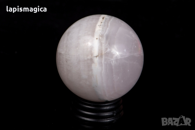 Сфера от флуоресцентен манганокалцит 50mm, снимка 2 - Други ценни предмети - 36050190