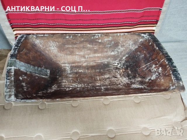 Старинна Ръчно Изработена Дървена Ренесансова Нощва, Корито За Месене На Тесто 19' Век / НОМЕР 693., снимка 3 - Антикварни и старинни предмети - 53486111