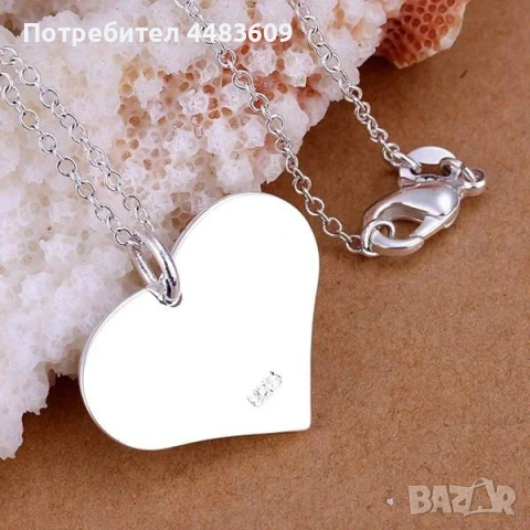 Сребърно колие " Сърце " , снимка 2 - Колиета, медальони, синджири - 53442939