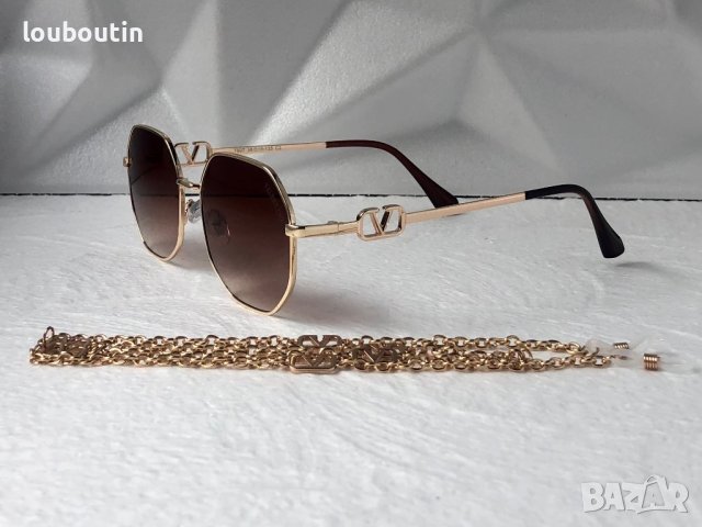 Valentino дамски слънчеви очила Осмоъгълник с верижка синджир, снимка 10 - Слънчеви и диоптрични очила - 41626704