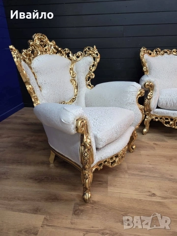 Италианска барокова холна гарнитура , снимка 5 - Дивани и мека мебел - 53698130