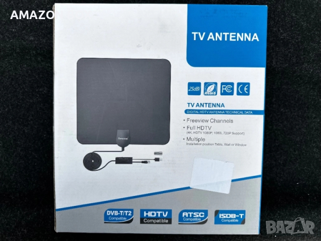 Вътрешна ТВ антена – цифрова, HDTV, DVB-T2/ATSC/ISDB-T