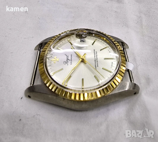 Механичен часовник Royal Calendar със защита от удар | Винтидж швейцарски часовници, снимка 4 - Антикварни и старинни предмети - 53659149