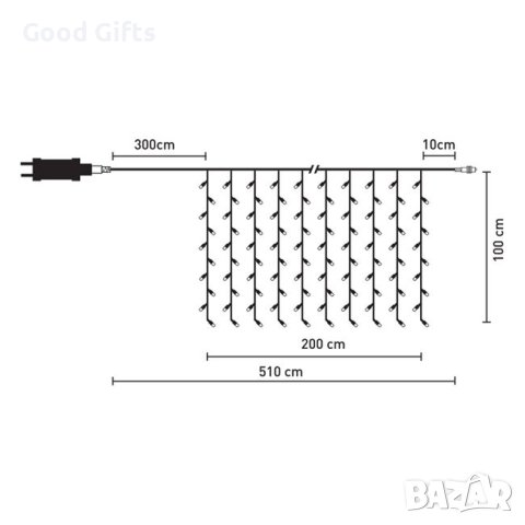 Коледни лампички Завеса, 200 LED, Студено бяло, Прозрачен кабел, 2м, снимка 3 - Лед осветление - 42734655