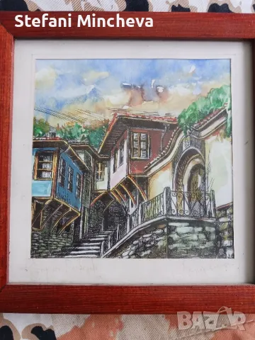 Картина на ,,Лопарски,,Стария Пловдив Акварел 25/25см