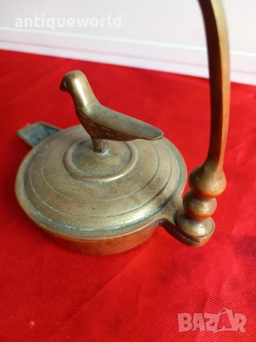 Стара Османска Бронзова Маслена Лампа с Птица, снимка 4 - Антикварни и старинни предмети - 51211533