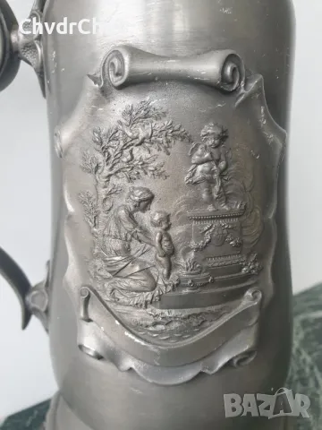 Metalars Peltro 31см/стара МЕТАЛАРС голяма италианска халба за бира/калаена чаша с капак, снимка 6 - Антикварни и старинни предмети - 50327088