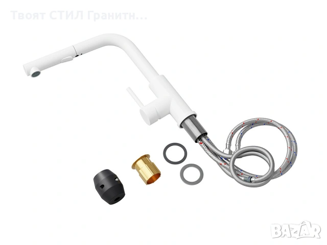 Черен смесител за кухня с изтегляща глава, 2 режима на струя - 3010, снимка 12 - Смесители - 53737113