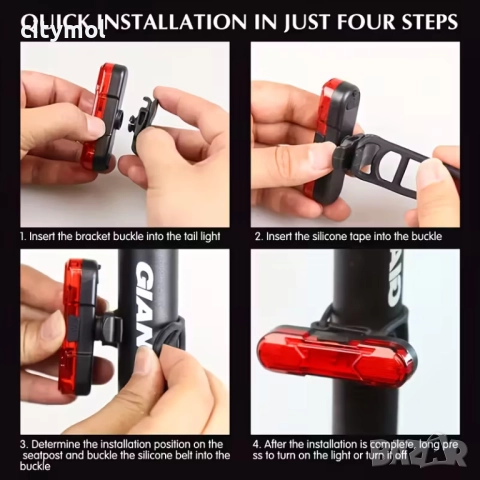 Мощен Т6 XML фар и задна светлина за велосипед/скутер, двойна светлина, акумулаторна батерия, снимка 8 - Аксесоари за велосипеди - 51831158