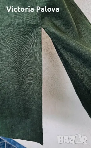 Елегантна зелена  ленена рокля JONES USA, снимка 9 - Рокли - 49873503