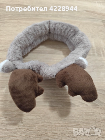 🎄 Коледна пухкава козметична лента с еленови рога – мека лента за коса за грим и баня, снимка 6 - Други - 51977607