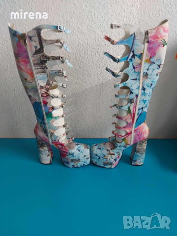 Аниме манга косплей ботуши на висока платформа, каишки, катарами, Nasty Gal, снимка 11 - Дамски ботуши - 42454406