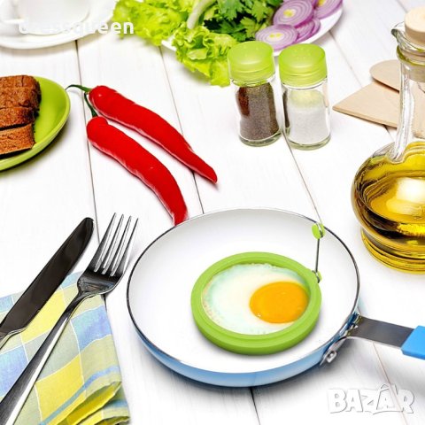 1733 Кръгла силиконова форма за пържени яйца и палачинки, снимка 7 - Други - 44238143