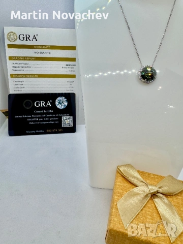 Сребърно колие с мойсанит (Диамант) 5 карата, снимка 4 - Колиета, медальони, синджири - 53861673