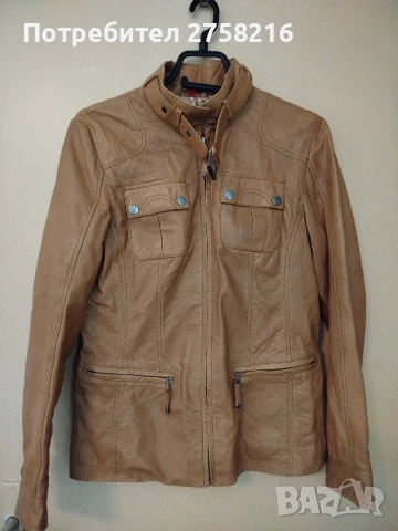 пролетно яке цвят карамел естествена кожа, снимка 3 - Якета - 53650356