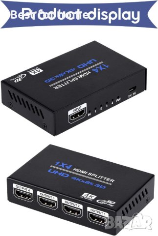 1x4 HDMI сплитер, 1 в 4 изход, снимка 1 - Мрежови адаптери - 41643093