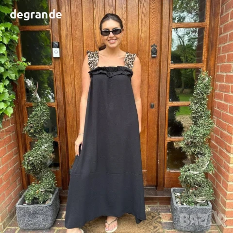 Дълга Дамска Рокля в бяло и черно, снимка 2 - Рокли - 51198070