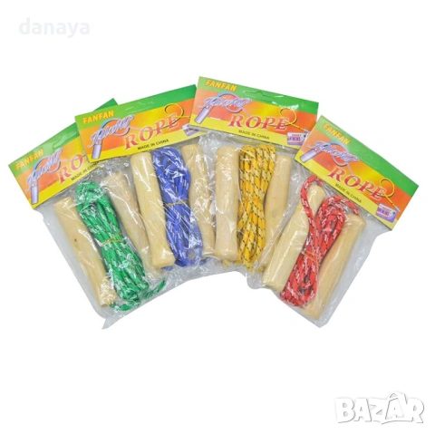 6372 Цветно спортно въже за скачане с дървени дръжки, снимка 4 - Други спортове - 53267948