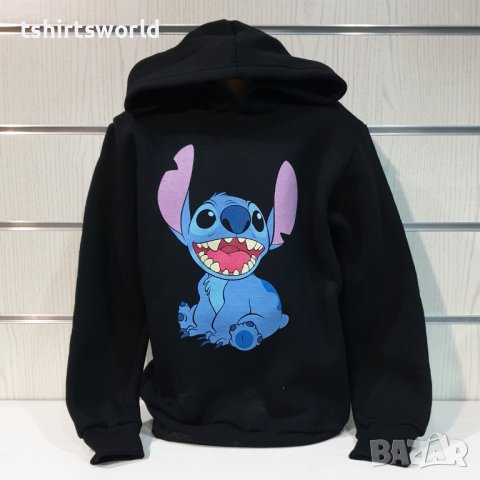 Нов детски суичър с дигитален печат Стич (Stitch) в черен цвят, снимка 6 - Детски анцузи и суичери - 38906846